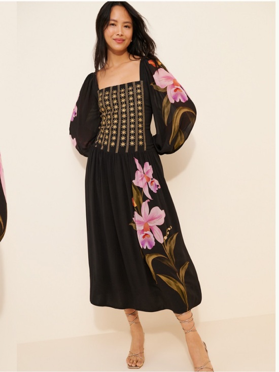 FARM Rio Dresses & Skirts - Farm Rio Floral Long Sleeve Midi Dress